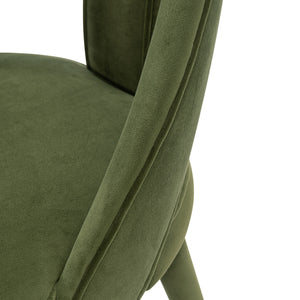 English Elm Neda Upholstered Velvet Dining Chair Olive Green – Solid Elm Frame, Gold-Tip Legs, High-Density Foam Comfort B365P397695
