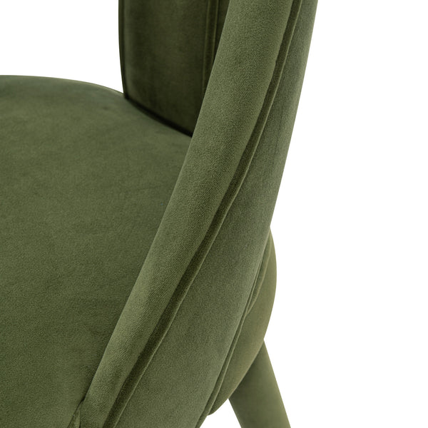 English Elm Neda Upholstered Velvet Dining Chair Olive Green – Solid Elm Frame, Gold-Tip Legs, High-Density Foam Comfort B365P397695