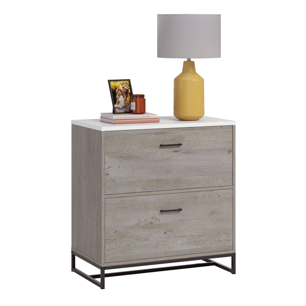 English Elm Lateral File with Oak & White Accents, Two Full-Extension Drawers, Safety Interlock, Compact Durable Design B356P367981