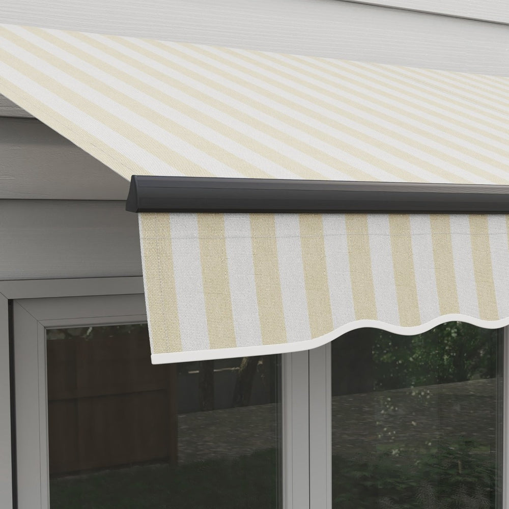 English Elm Outsunny 8' X 6.5' Retractable Patio Awning - Durable Sunshade With Manual Crank & Uv-Resistant Fabric W2225P200514-GIGA