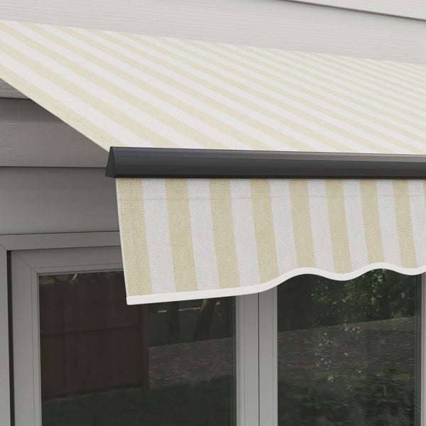 English Elm Outsunny 8' X 6.5' Retractable Patio Awning - Durable Sunshade With Manual Crank & Uv-Resistant Fabric W2225P200514-GIGA