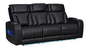 English Elm Jazmina Power Reclining Living Room Set with Bluetooth Led and Wireless Charging Black B2749S00278