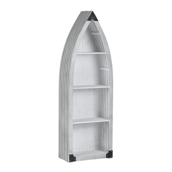 Crestview Collection Coastal Bookcases: Stylish Distressed Etagere With Rustic Charm For Your Living Room Display Needs White Solid Wood Cvfzr6207