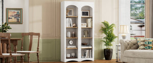English Elm On-Trend 5 Tier Farmhouse Bookshelves Set Of 2, Stylish Two-Tone Storage Cabinets With Adjustable Shelves N721P245734K-GIGA