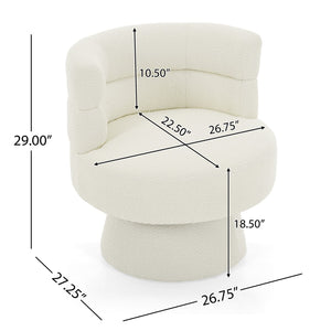 English Elm Christopher Knight Home® - Contemporary Boucle 360° Swivel Barrel Chair with 330lb Capacity, Plush Textured Accent Seat for Living Room Cream White N765P292090W