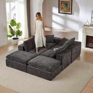 English Elm Modern Chenille Cloud Sofa - Stylish, Modular Comfort For Contemporary Homes, Offices & Lounges W3396S00055