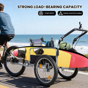 English Elm 3-in-1 Convertible Bike Cargo Trailer with Steel Frame Fat Tires and 150lb Capacity W2932P417635