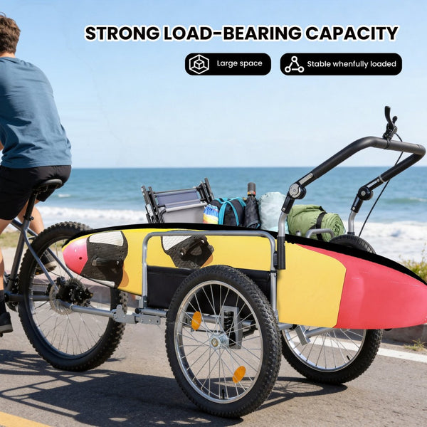 English Elm 3-in-1 Convertible Bike Cargo Trailer with Steel Frame Fat Tires and 150lb Capacity W2932P417635