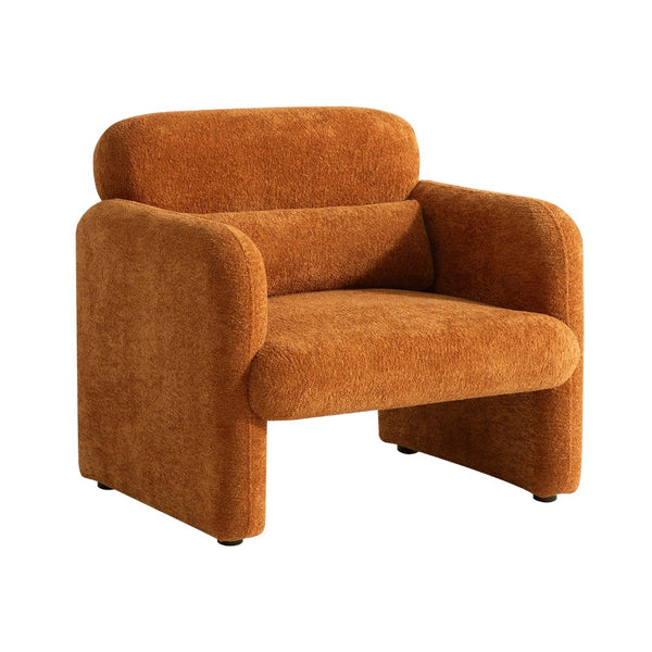 English Elm Best-selling Boucle Cloud Chair Curved Plush Upholstered Armchair with Lumbar Pillow Included Orange W1765P334055