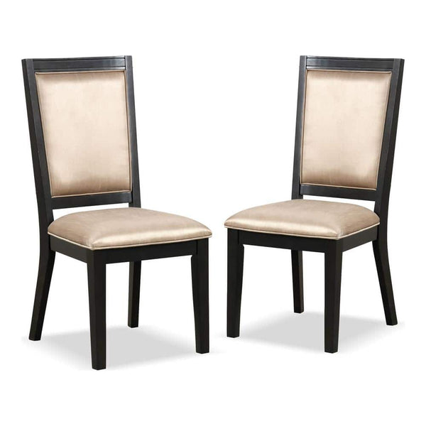 English Elm Espresso Contemporary 2pc Dining Chairs Set with Unique Back, Poplar & Shabili Veneer, 19" Seat Height B011P311023