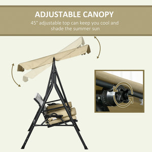 English Elm Outsunny Three Seat Pe Rattan Canopy Patio Swing with Steel Frame for Backyard W2225P174129