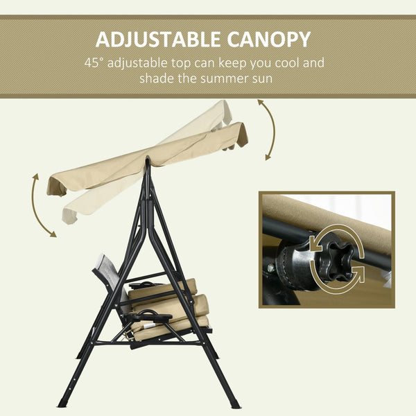 English Elm Outsunny Three Seat Pe Rattan Canopy Patio Swing with Steel Frame for Backyard W2225P174129