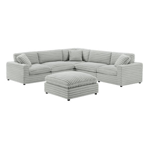 English Elm Jenny 6-Piece Modular Sectional in Plush Gray Cord-Like Polyester — Hardwood Frame, Down-Blend Comfort B050S00022