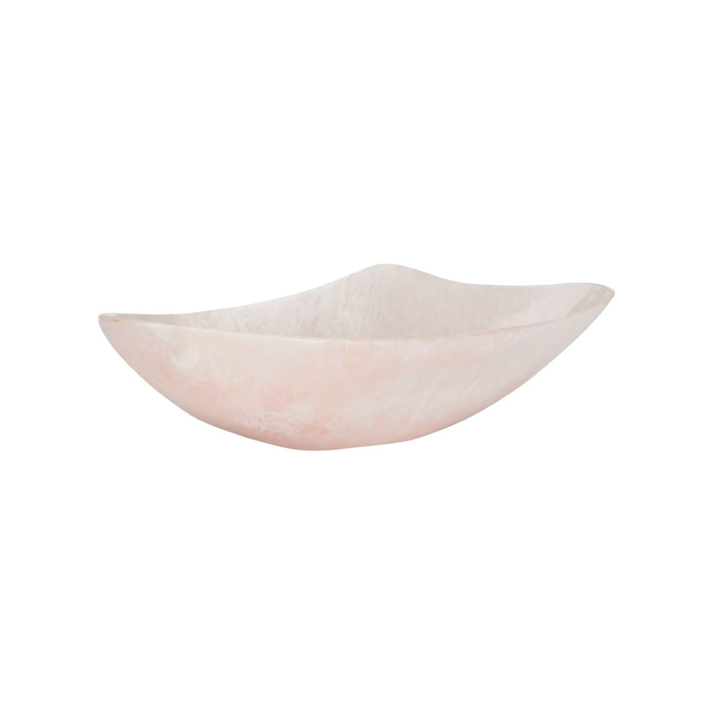 Chelsea House Bucolic Oval Bowl Pink/Cream Swirl — Resin Granite-Look Centerpiece & Catchall, 16" Stylish Accent 370008
