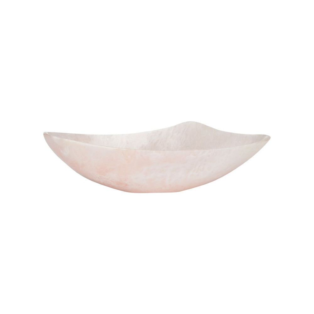 Chelsea House Bucolic Oval Bowl Pink/Cream Swirl — Resin Granite-Look Centerpiece & Catchall, 16" Stylish Accent 370008