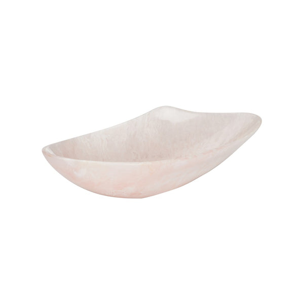 Chelsea House Bucolic Oval Bowl Pink/Cream Swirl — Resin Granite-Look Centerpiece & Catchall, 16" Stylish Accent 370008