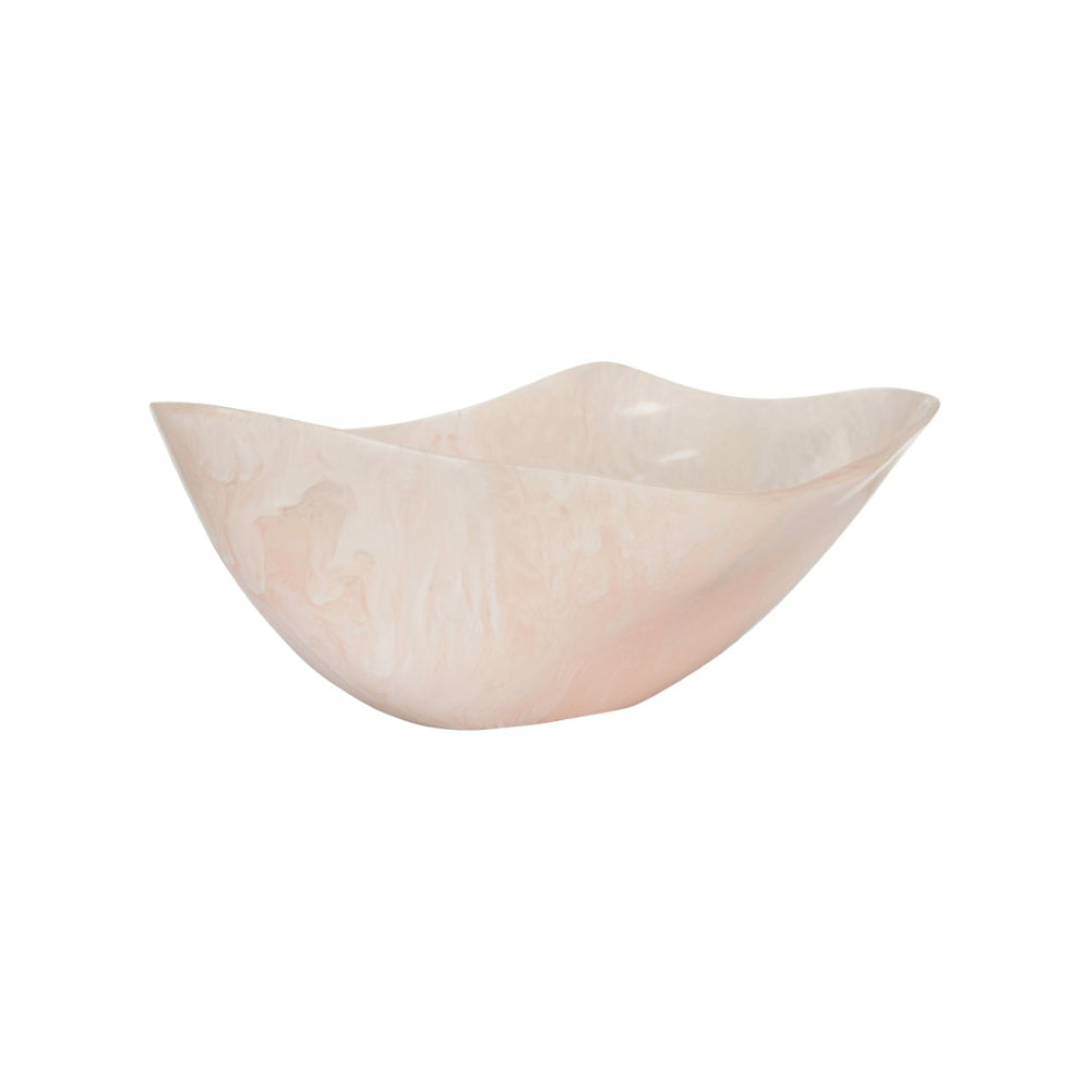 Chelsea House Bucolic Oval Bowl Pink Resin Centerpiece 21" X 9" Pastoral Pink-Cream Swirl Catchall Decor 370009