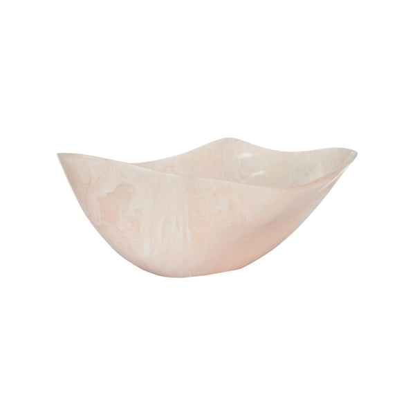Chelsea House Bucolic Oval Bowl Pink Resin Centerpiece 21" X 9" Pastoral Pink-Cream Swirl Catchall Decor 370009