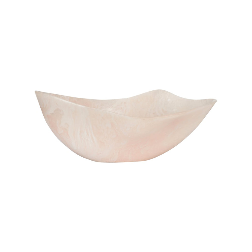 Chelsea House Bucolic Oval Bowl Pink Resin Centerpiece 21" X 9" Pastoral Pink-Cream Swirl Catchall Decor 370009