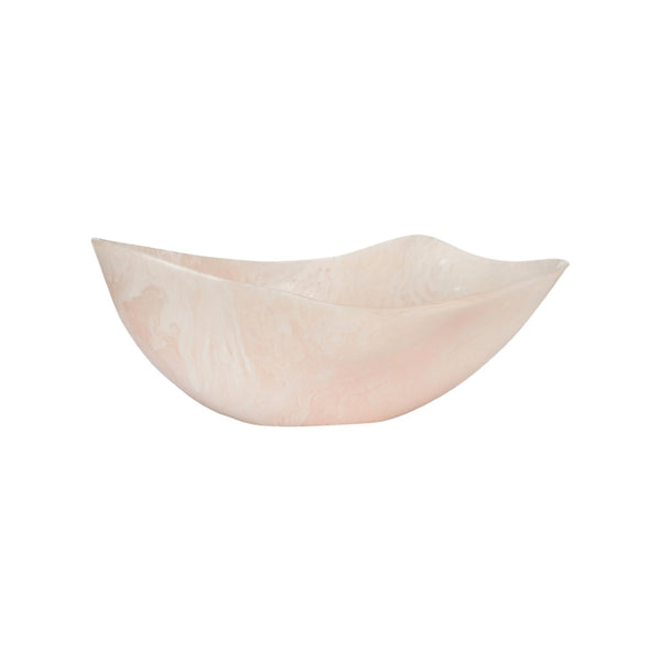 Chelsea House Bucolic Oval Bowl Pink Resin Centerpiece 21" X 9" Pastoral Pink-Cream Swirl Catchall Decor 370009