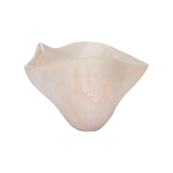 Chelsea House Bucolic Oval Bowl Pink Resin Centerpiece 21" X 9" Pastoral Pink-Cream Swirl Catchall Decor 370009