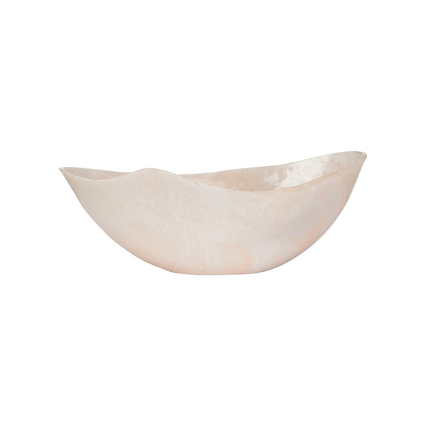 Chelsea House Bucolic Oval Bowl Pink Resin Centerpiece 21" X 9" Pastoral Pink-Cream Swirl Catchall Decor 370009