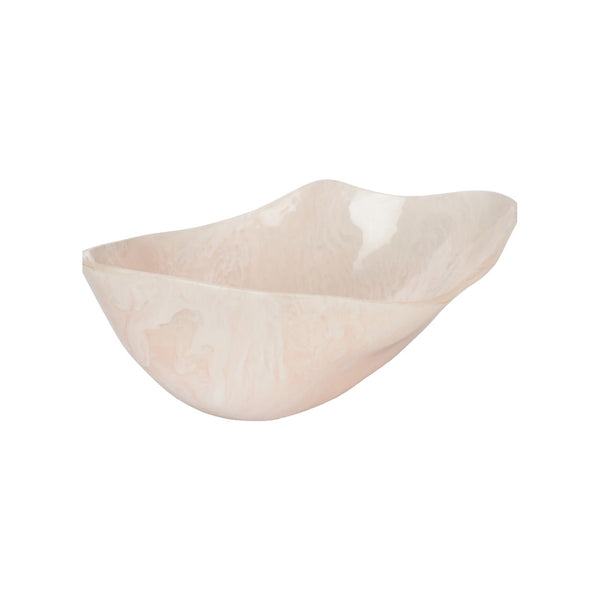 Chelsea House Bucolic Oval Bowl Pink Resin Centerpiece 21" X 9" Pastoral Pink-Cream Swirl Catchall Decor 370009