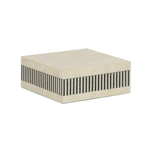Chelsea House Howell Striped Box Medium — Handcrafted Black & White Bone Inlay Storage For Jewelry, Remotes, Decor 370011