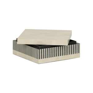 Chelsea House Howell Striped Box Medium — Handcrafted Black & White Bone Inlay Storage For Jewelry, Remotes, Decor 370011