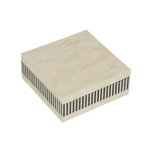 Chelsea House Howell Striped Box Medium — Handcrafted Black & White Bone Inlay Storage For Jewelry, Remotes, Decor 370011