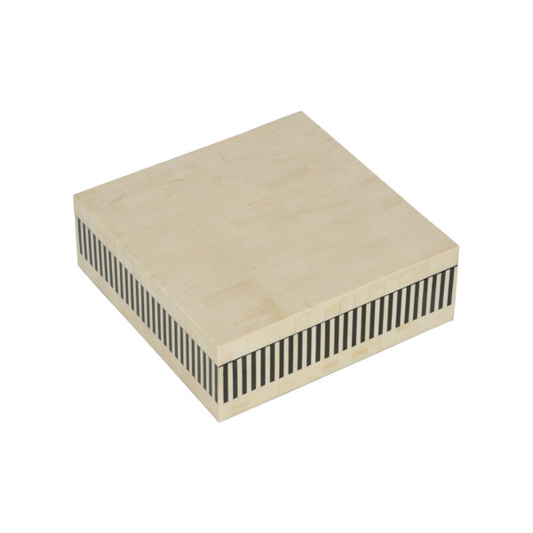 Chelsea House Howell Handcrafted Bone Inlay Striped Box 12" Decorative Storage For Jewelry, Desk, Dresser Accent 370012