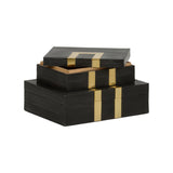 Watkins Jewelry Box - Set of 2 Black, Gold 370016 Chelsea House