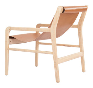 Doek Accent Chair Tan - Modern Leather Comfort with Rubberwood Frame for Stylish Hospitality Spaces