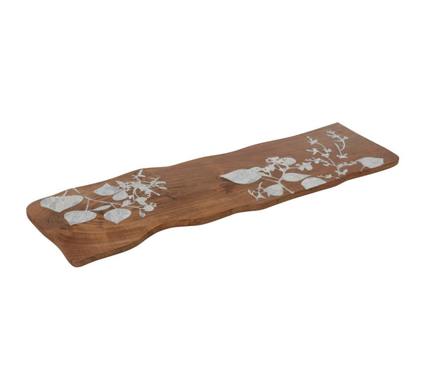 Chelsea House Mother Of Pearl Eucalyptus Bath Board — Handcrafted Live-Edge Eucalyptus With Iridescent Inlay, Lisa Kahn Luxury Accent 370023