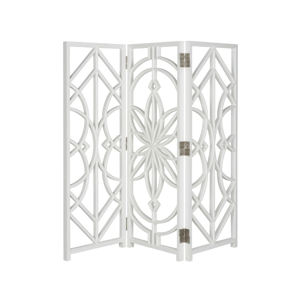 Chelsea House Tree Of Life Screen By Lisa Kahn — 3-Panel White Folding Room Divider, Laser-Cut Motif, 72.5"H X 79"W 370024