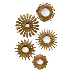 Set of Five Gold Starburst Mirrors Gold 370027 Chelsea House