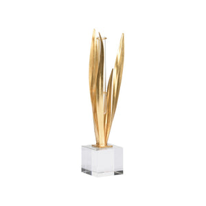 Chelsea House Gold Leaf Crystal Bud Vase With Hand-Applied Gold Foliage — Slender 14.5" Accent For Single Stem Decor 370032