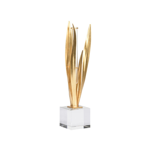 Chelsea House Gold Leaf Crystal Bud Vase With Hand-Applied Gold Foliage — Slender 14.5" Accent For Single Stem Decor 370032