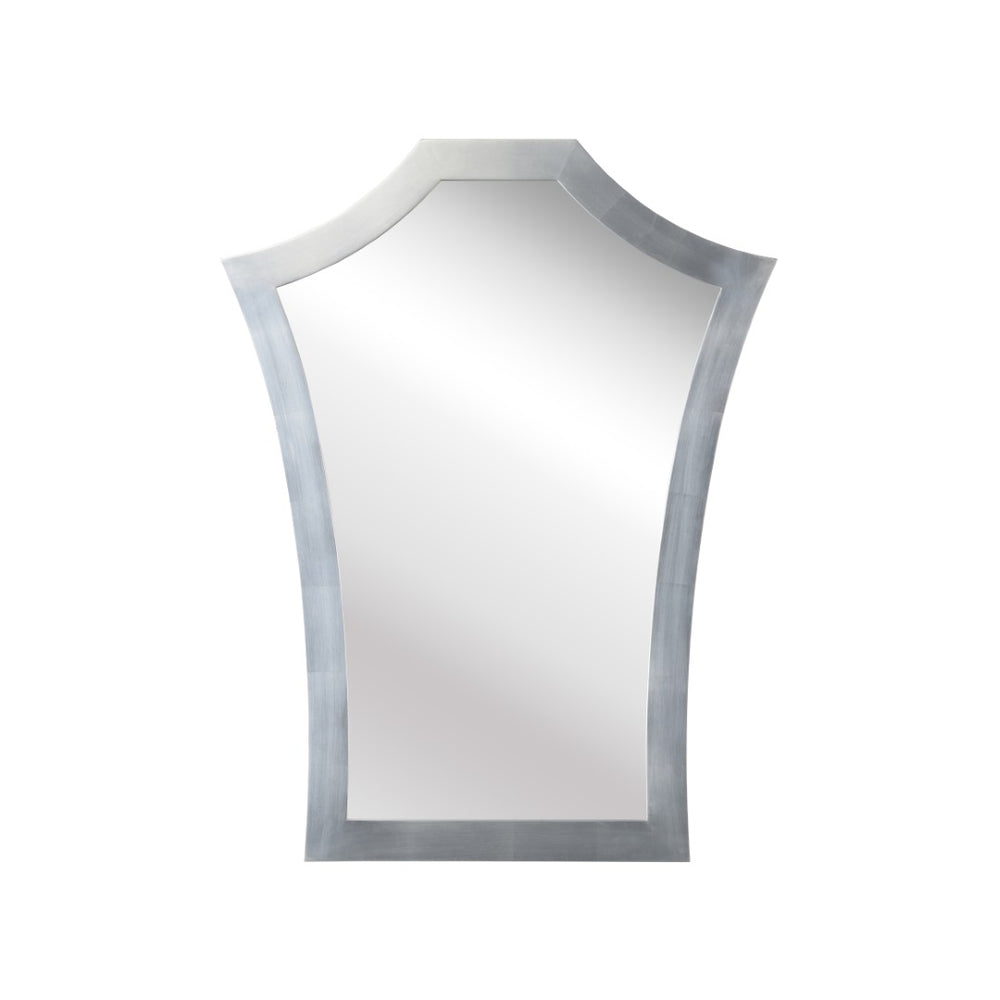 Chelsea House Serafina Art Deco Mirror With Brushed Silver Leaf Frame — 44"X34" Sculptural Wall Accent, Handcrafted 370036