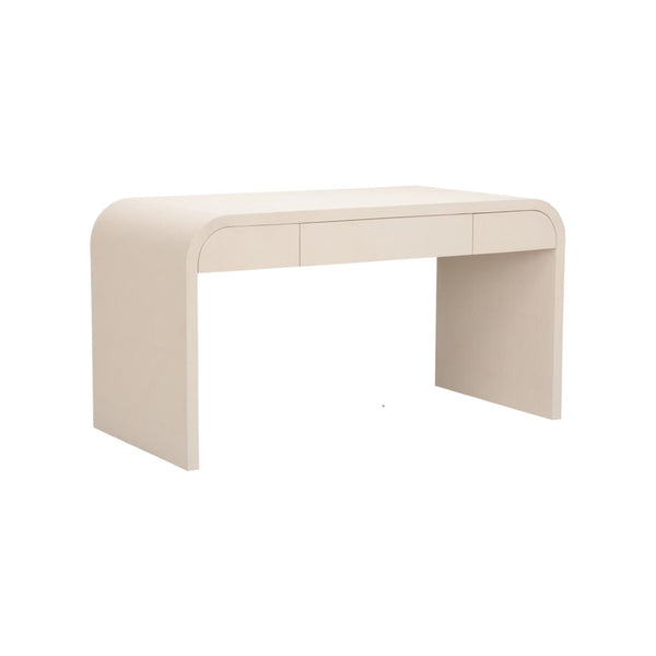 Chelsea House Summit Desk With Faux Shagreen Finish — Cream Curved Executive Writing Table By Elizabeth Wicker, Luxurious Workspace Piece 370037