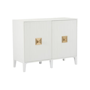 Chelsea House Ridley Petite Buffet In High-Gloss White With Aged Brass Hardware — Slim Storage For Stylish Spaces 370039