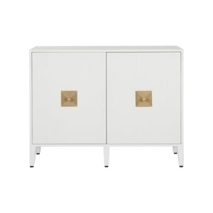Chelsea House Ridley Petite Buffet In High-Gloss White With Aged Brass Hardware — Slim Storage For Stylish Spaces 370039