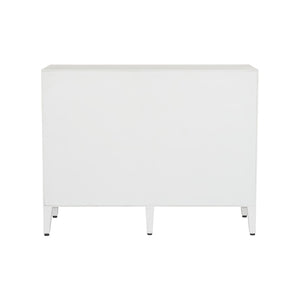 Chelsea House Ridley Petite Buffet In High-Gloss White With Aged Brass Hardware — Slim Storage For Stylish Spaces 370039