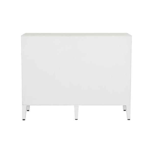 Chelsea House Ridley Petite Buffet In High-Gloss White With Aged Brass Hardware — Slim Storage For Stylish Spaces 370039