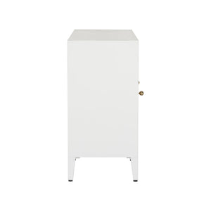 Chelsea House Ridley Petite Buffet In High-Gloss White With Aged Brass Hardware — Slim Storage For Stylish Spaces 370039