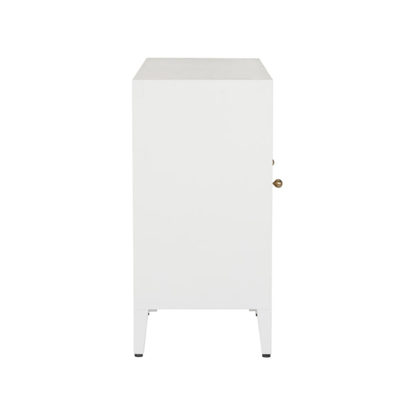 Chelsea House Ridley Petite Buffet In High-Gloss White With Aged Brass Hardware — Slim Storage For Stylish Spaces 370039