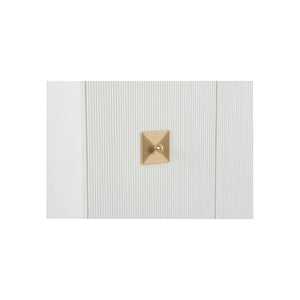 Chelsea House Ridley Petite Buffet In High-Gloss White With Aged Brass Hardware — Slim Storage For Stylish Spaces 370039