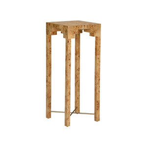Chelsea House Falls Pedestal Small — Sculpted Mappa Burl Accent Table With Antique Brass Trim For Timeless Rooms 370042