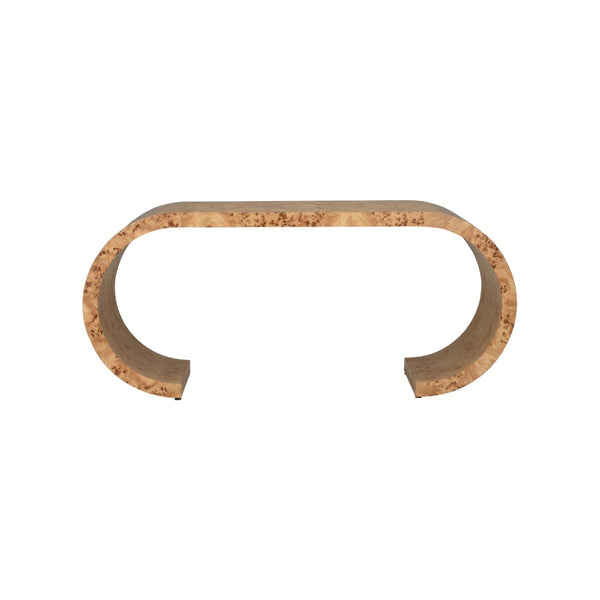 Chelsea House Bridges Sculptural Burlwood Console Table By Bill Cain — Rounded Sides, Warm Veneer, Entryway Focal Point 370045