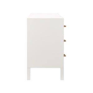 Chelsea House Burgess Coastal 9-Drawer Chest By Bill Cain — White Painted Body, Grasscloth Fronts & Bamboo Handles 370046